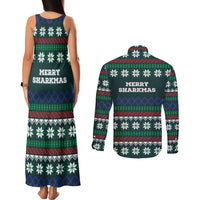 Merry Sharkmas Christmas Couples Matching Tank Maxi Dress and Long Sleeve Button Shirt Xmas Holiday Patterns - Wonder Print Shop