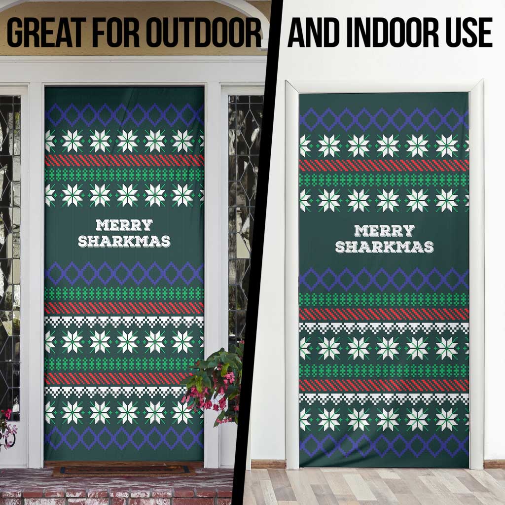 Merry Sharkmas Christmas Door Cover Xmas Holiday Patterns - Wonder Print Shop