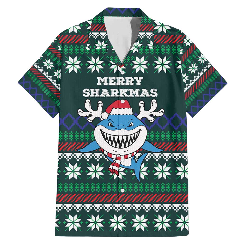Merry Sharkmas Christmas Family Matching Mermaid Dress and Hawaiian Shirt Xmas Holiday Patterns - Wonder Print Shop