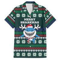 Merry Sharkmas Christmas Family Matching Off The Shoulder Long Sleeve Dress and Hawaiian Shirt Xmas Holiday Patterns - Wonder Print Shop