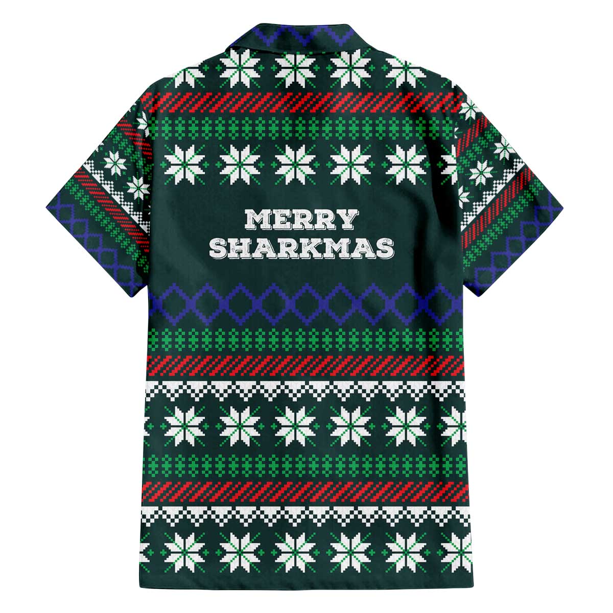 Merry Sharkmas Christmas Family Matching Off The Shoulder Long Sleeve Dress and Hawaiian Shirt Xmas Holiday Patterns - Wonder Print Shop