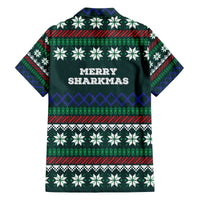 Merry Sharkmas Christmas Family Matching Off The Shoulder Long Sleeve Dress and Hawaiian Shirt Xmas Holiday Patterns - Wonder Print Shop