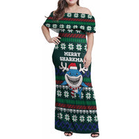 Merry Sharkmas Christmas Family Matching Off Shoulder Maxi Dress and Hawaiian Shirt Xmas Holiday Patterns - Wonder Print Shop