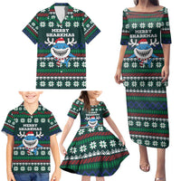 Merry Sharkmas Christmas Family Matching Puletasi and Hawaiian Shirt Xmas Holiday Patterns - Wonder Print Shop