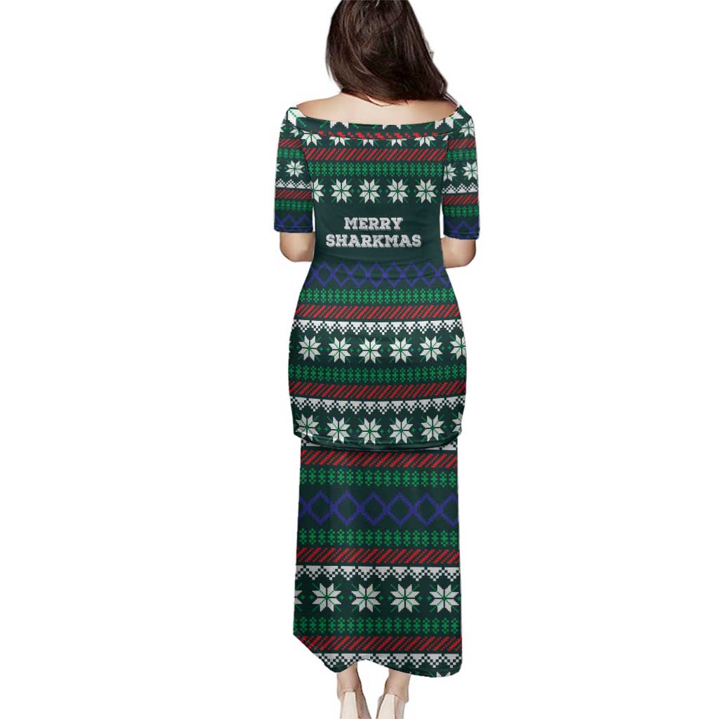 Merry Sharkmas Christmas Family Matching Puletasi and Hawaiian Shirt Xmas Holiday Patterns - Wonder Print Shop