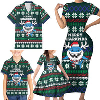 Merry Sharkmas Christmas Family Matching Short Sleeve Bodycon Dress and Hawaiian Shirt Xmas Holiday Patterns - Wonder Print Shop