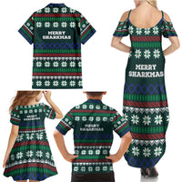 Merry Sharkmas Christmas Family Matching Summer Maxi Dress and Hawaiian Shirt Xmas Holiday Patterns - Wonder Print Shop