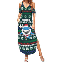 Merry Sharkmas Christmas Family Matching Summer Maxi Dress and Hawaiian Shirt Xmas Holiday Patterns - Wonder Print Shop