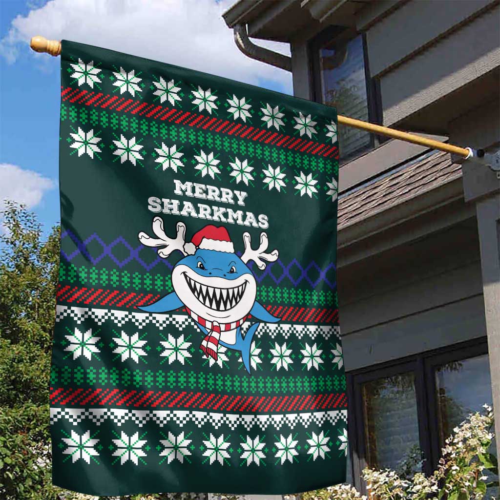 Merry Sharkmas Christmas Garden Flag Xmas Holiday Patterns - Wonder Print Shop