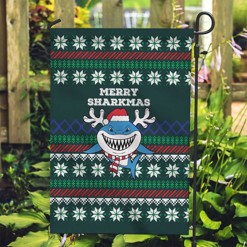 Merry Sharkmas Christmas Garden Flag Xmas Holiday Patterns - Wonder Print Shop