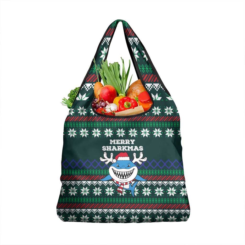 Merry Sharkmas Christmas Grocery Bag Xmas Holiday Patterns - Wonder Print Shop