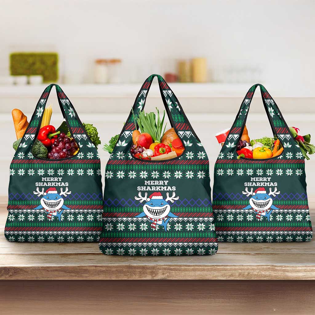 Merry Sharkmas Christmas Grocery Bag Xmas Holiday Patterns - Wonder Print Shop