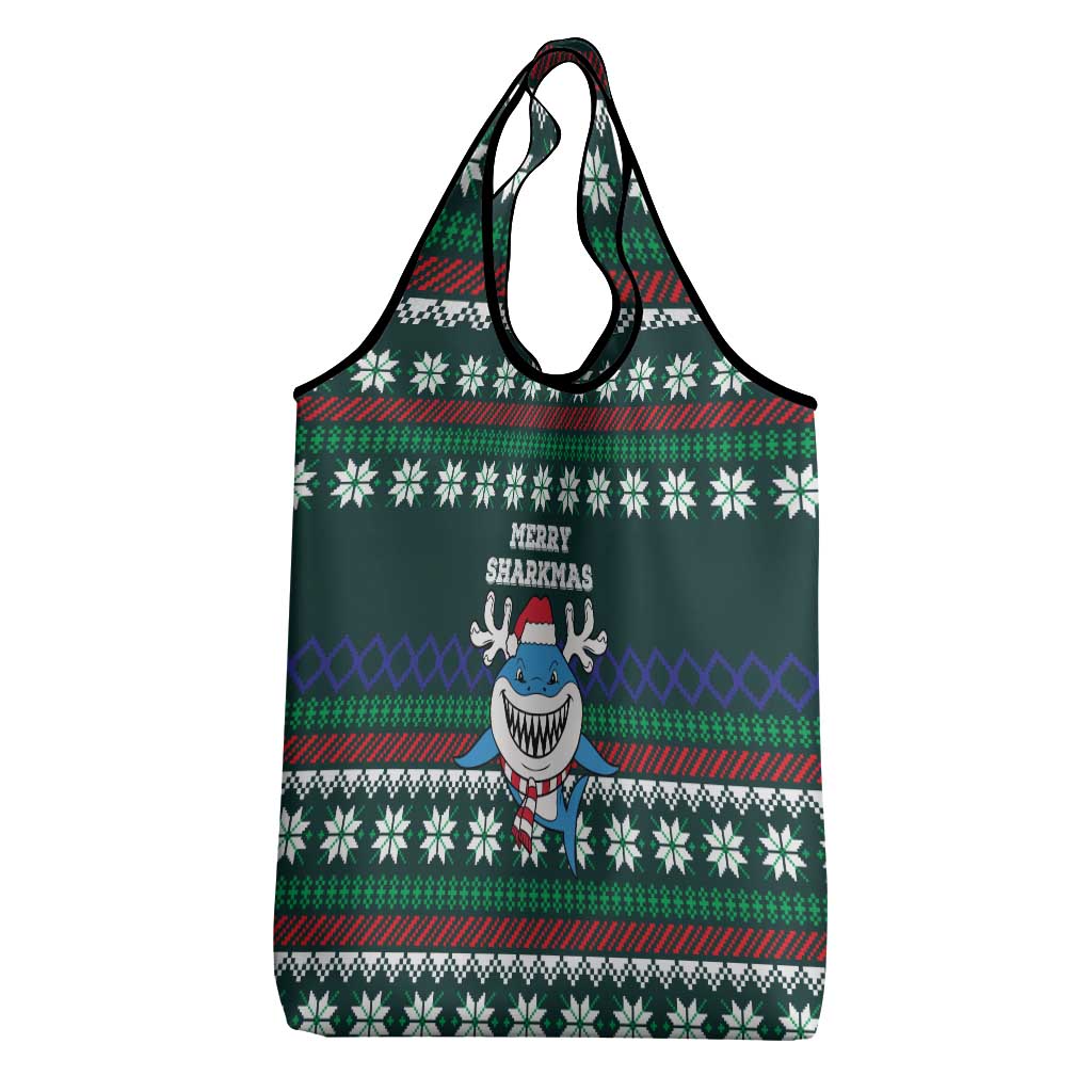 Merry Sharkmas Christmas Grocery Bag Xmas Holiday Patterns - Wonder Print Shop