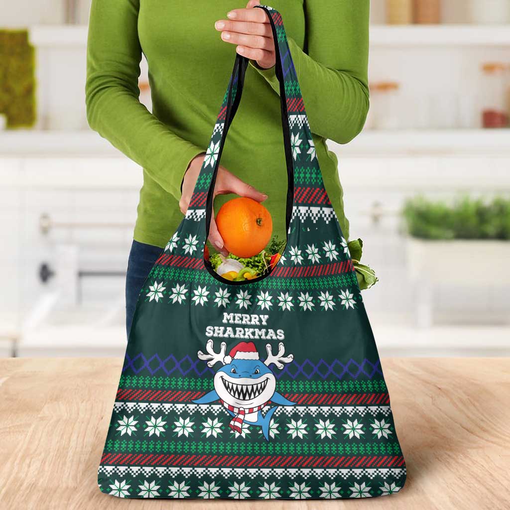 Merry Sharkmas Christmas Grocery Bag Xmas Holiday Patterns - Wonder Print Shop