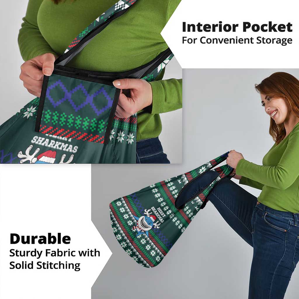 Merry Sharkmas Christmas Grocery Bag Xmas Holiday Patterns - Wonder Print Shop