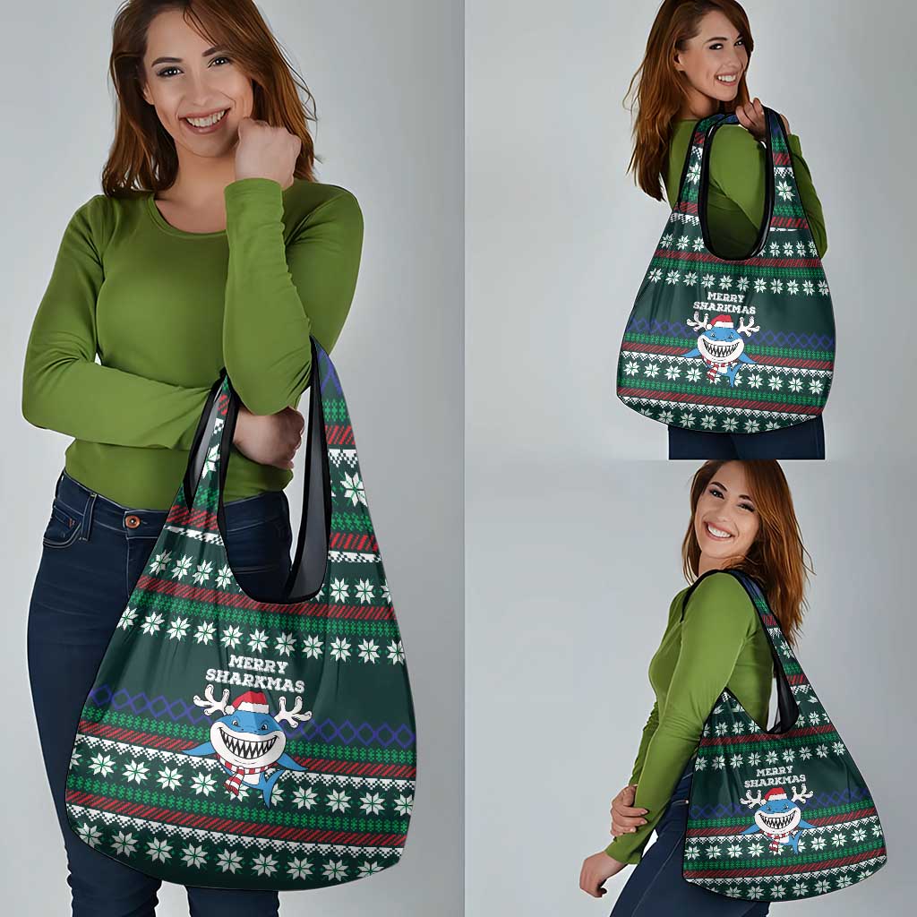 Merry Sharkmas Christmas Grocery Bag Xmas Holiday Patterns - Wonder Print Shop