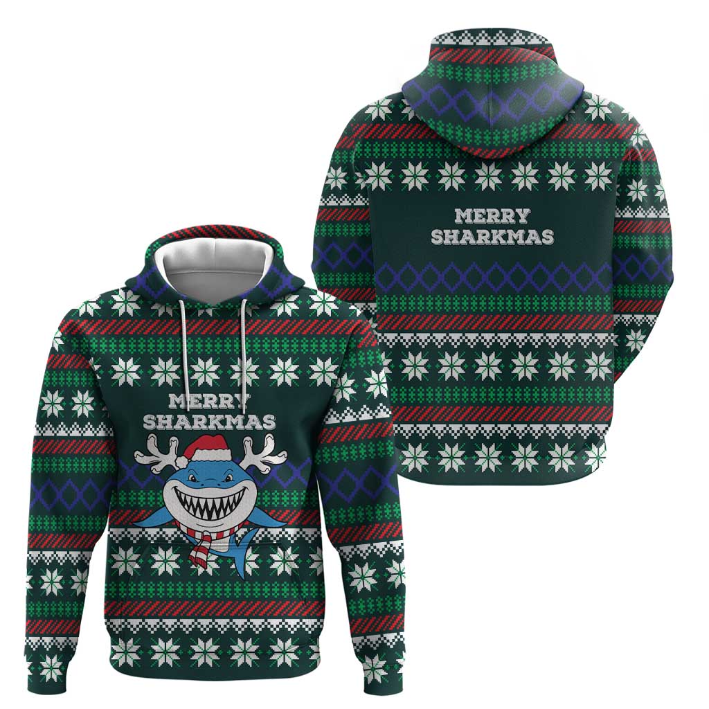 Merry Sharkmas Christmas Hoodie Xmas Holiday Patterns - Wonder Print Shop