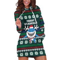 Merry Sharkmas Christmas Hoodie Dress Xmas Holiday Patterns - Wonder Print Shop
