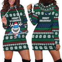 Merry Sharkmas Christmas Hoodie Dress Xmas Holiday Patterns - Wonder Print Shop