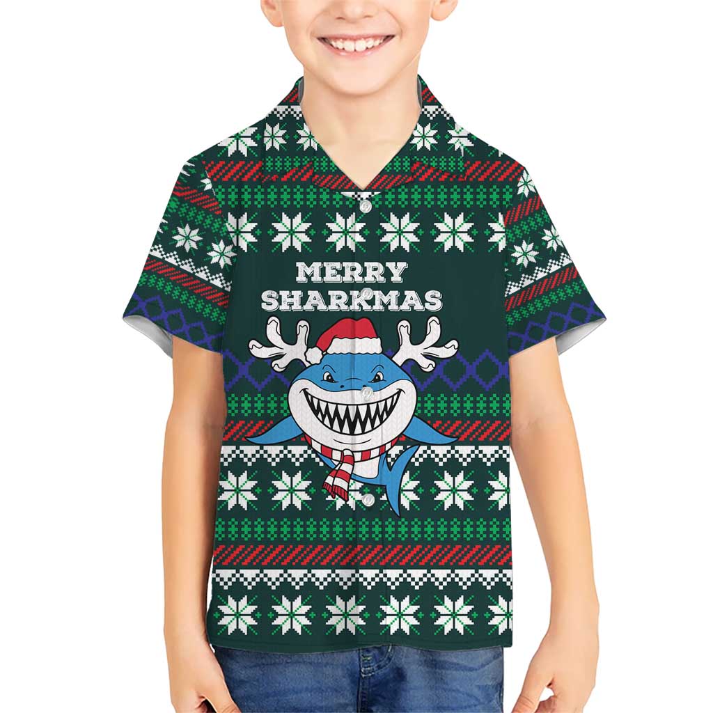 Merry Sharkmas Christmas Kid Hawaiian Shirt Xmas Holiday Patterns - Wonder Print Shop