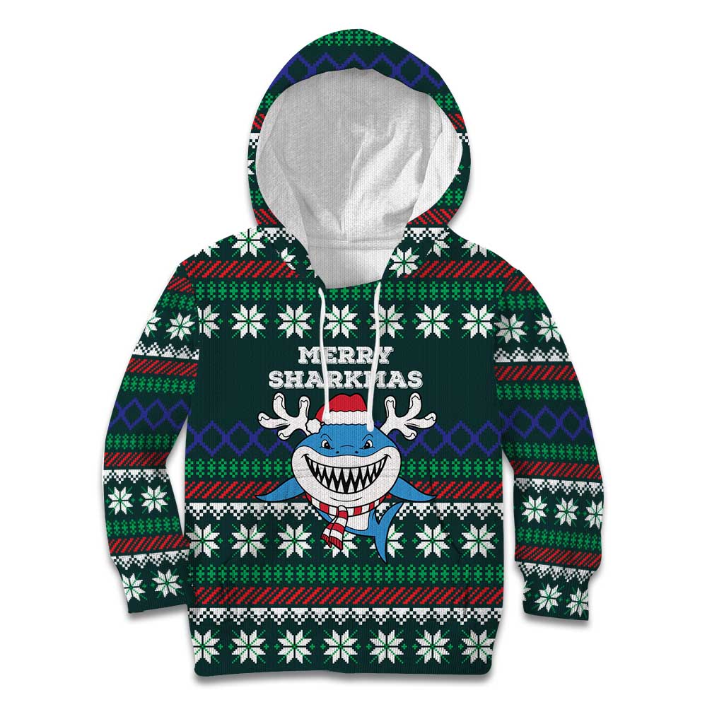 Merry Sharkmas Christmas Kid Hoodie Xmas Holiday Patterns - Wonder Print Shop