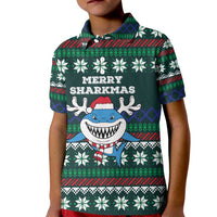 Merry Sharkmas Christmas Kid Polo Shirt Xmas Holiday Patterns - Wonder Print Shop