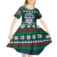 Merry Sharkmas Christmas Kid Short Sleeve Dress Xmas Holiday Patterns - Wonder Print Shop