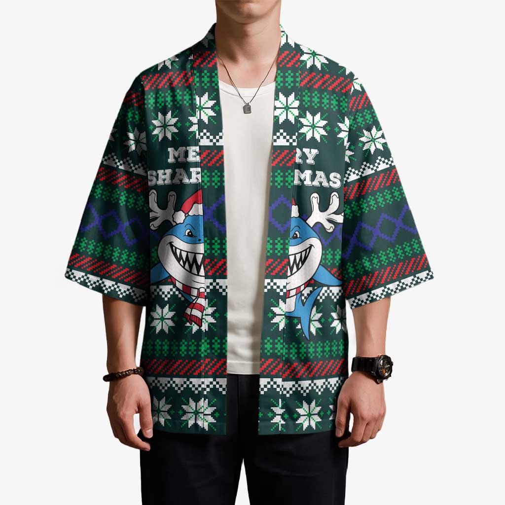 Merry Sharkmas Christmas Kimono Xmas Holiday Patterns - Wonder Print Shop