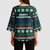 Merry Sharkmas Christmas Kimono Sleeve Blouse Xmas Holiday Patterns - Wonder Print Shop