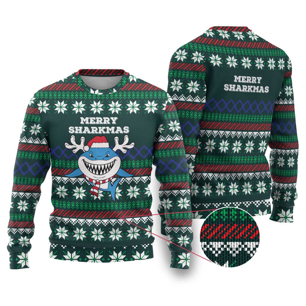 Merry Sharkmas Christmas Ugly Christmas Sweater Xmas Holiday Patterns - Wonder Print Shop
