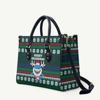Merry Sharkmas Christmas Leather Bag Xmas Holiday Patterns - Wonder Print Shop