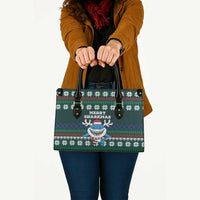 Merry Sharkmas Christmas Leather Bag Xmas Holiday Patterns - Wonder Print Shop
