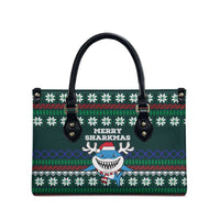 Merry Sharkmas Christmas Leather Bag Xmas Holiday Patterns - Wonder Print Shop