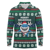 Merry Sharkmas Christmas Long Sleeve Polo Shirt Xmas Holiday Patterns - Wonder Print Shop