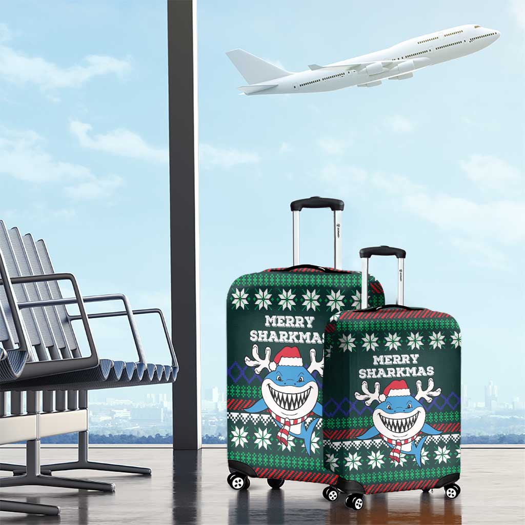 Merry Sharkmas Christmas Luggage Cover Xmas Holiday Patterns - Wonder Print Shop