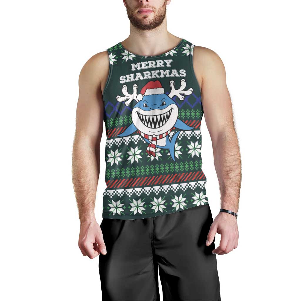 Merry Sharkmas Christmas Men Tank Top Xmas Holiday Patterns - Wonder Print Shop