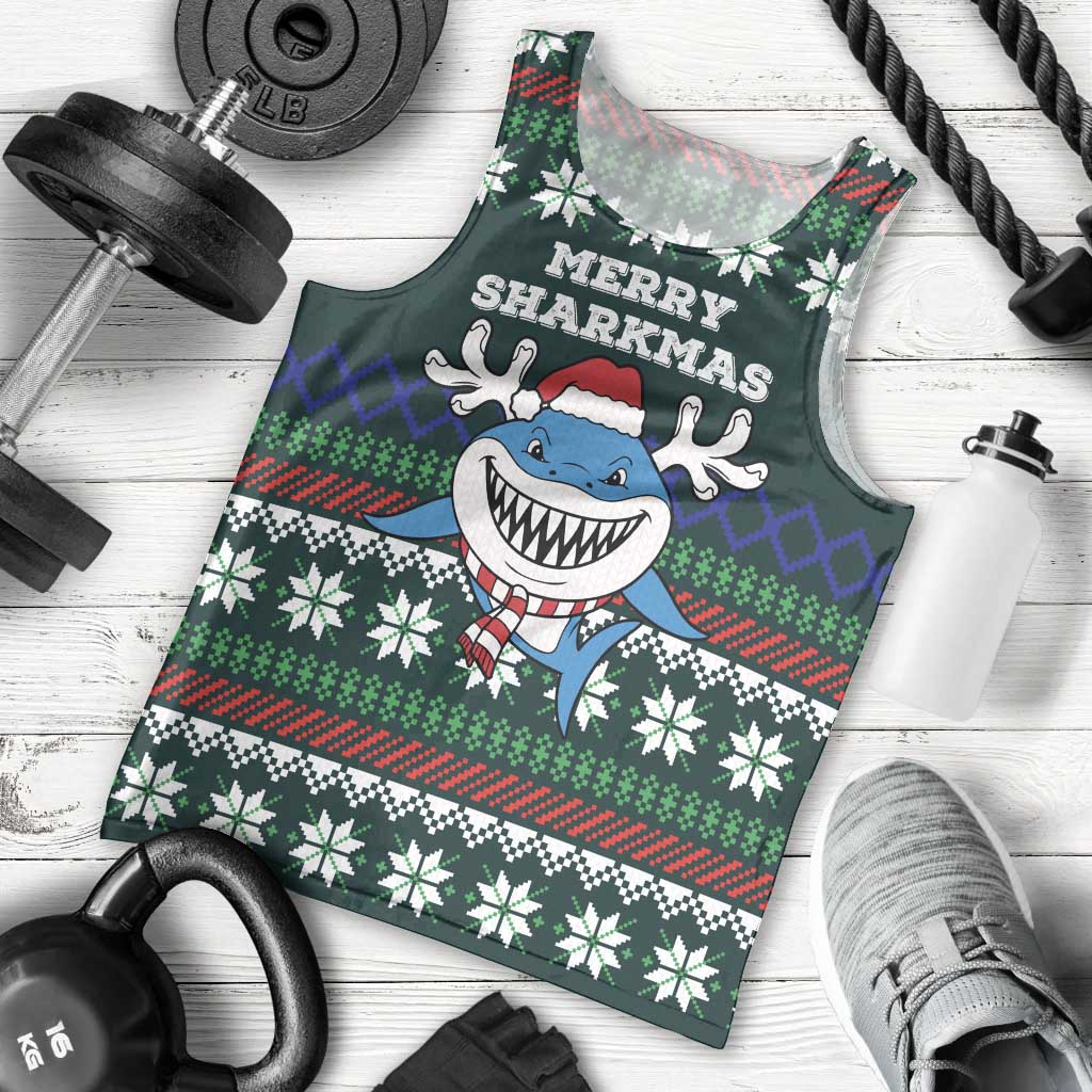 Merry Sharkmas Christmas Men Tank Top Xmas Holiday Patterns - Wonder Print Shop
