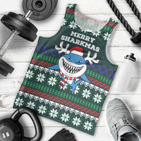 Merry Sharkmas Christmas Men Tank Top Xmas Holiday Patterns - Wonder Print Shop