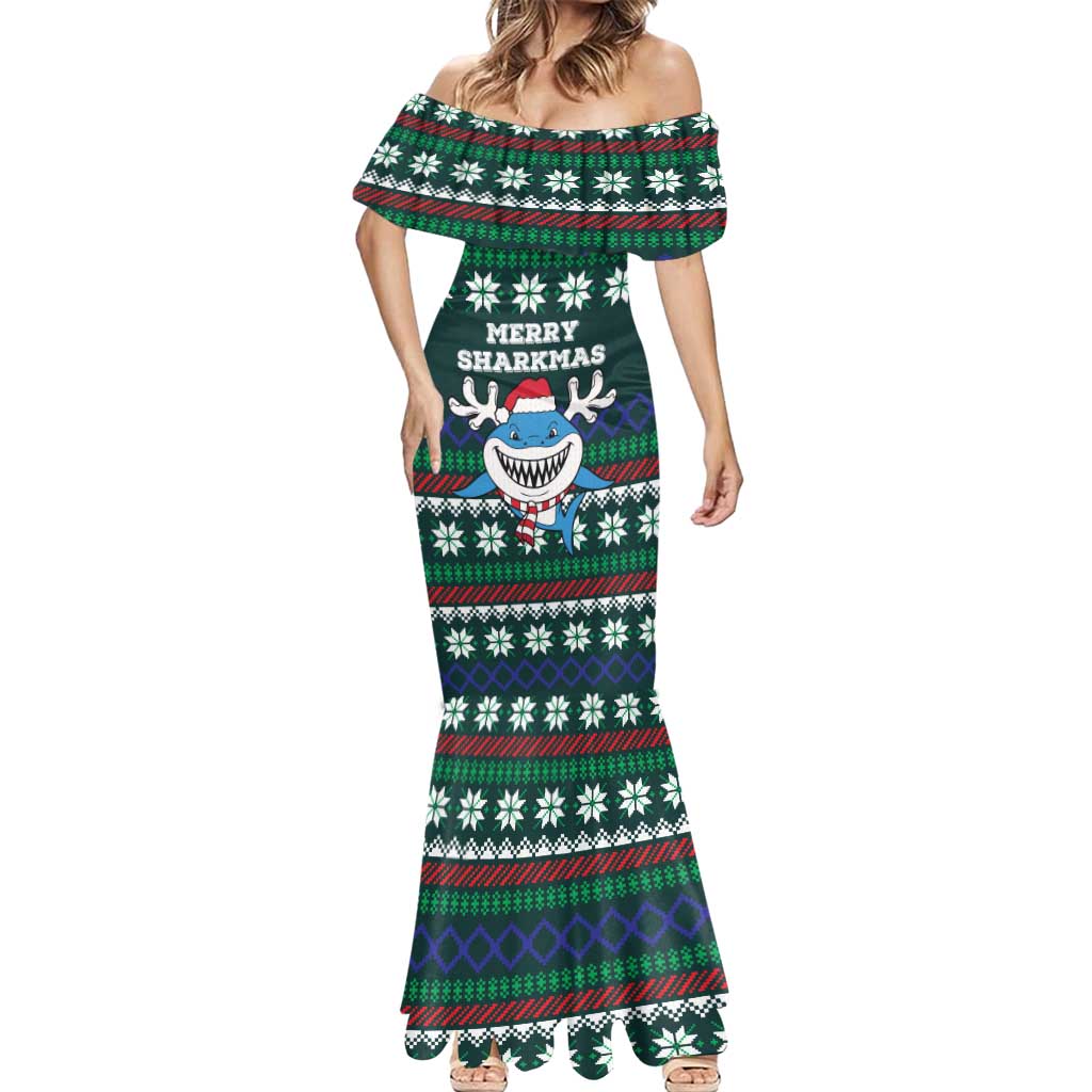 Merry Sharkmas Christmas Mermaid Dress Xmas Holiday Patterns - Wonder Print Shop