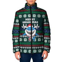 Merry Sharkmas Christmas Padded Jacket Xmas Holiday Patterns - Wonder Print Shop