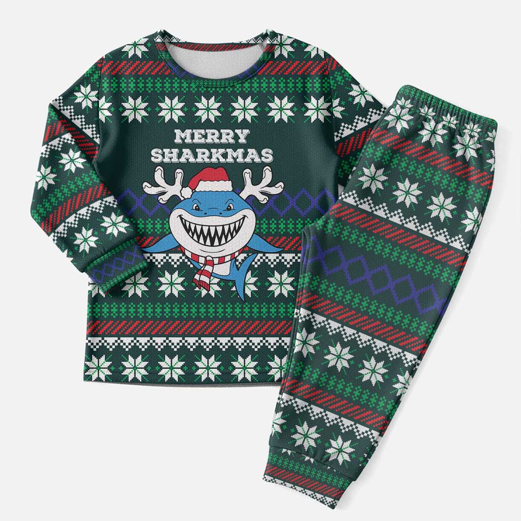 Merry Sharkmas Christmas Pajama Set Xmas Holiday Patterns - Wonder Print Shop