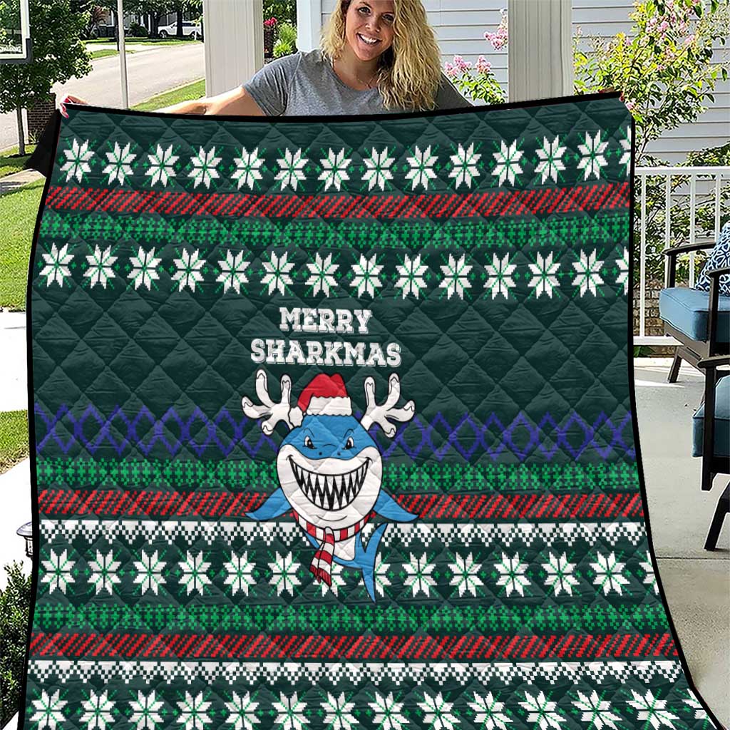 Merry Sharkmas Christmas Quilt Xmas Holiday Patterns - Wonder Print Shop