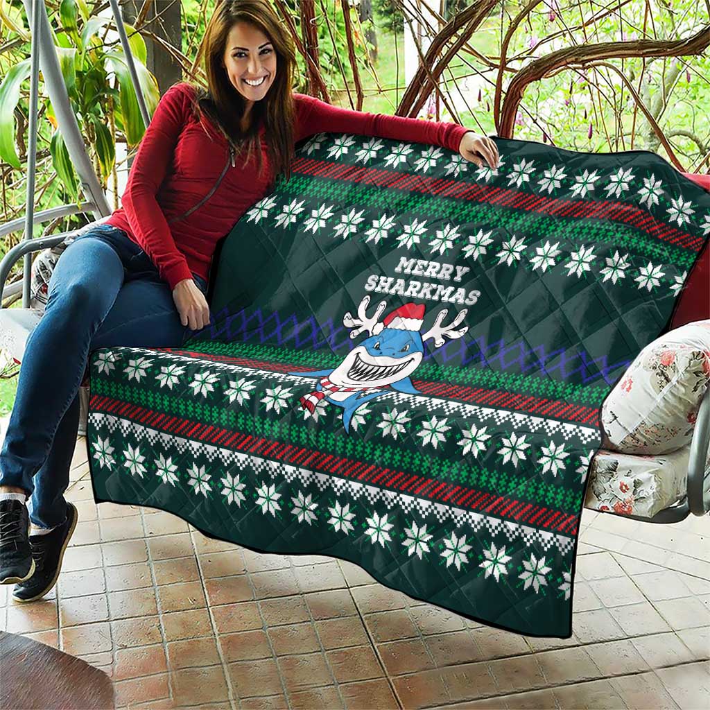 Merry Sharkmas Christmas Quilt Xmas Holiday Patterns - Wonder Print Shop