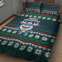 Merry Sharkmas Christmas Quilt Bed Set Xmas Holiday Patterns - Wonder Print Shop