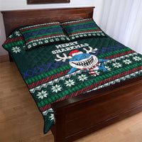 Merry Sharkmas Christmas Quilt Bed Set Xmas Holiday Patterns - Wonder Print Shop