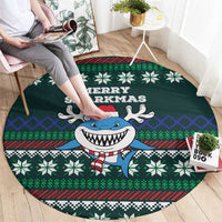 Merry Sharkmas Christmas Round Carpet Xmas Holiday Patterns - Wonder Print Shop