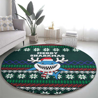 Merry Sharkmas Christmas Round Carpet Xmas Holiday Patterns - Wonder Print Shop