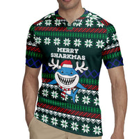 Merry Sharkmas Christmas Rugby Jersey Xmas Holiday Patterns - Wonder Print Shop