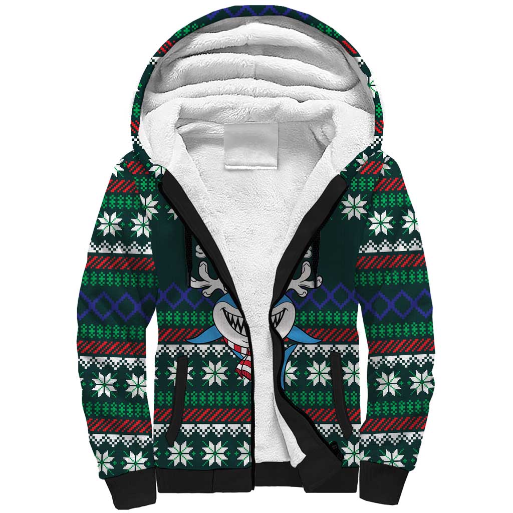 Merry Sharkmas Christmas Sherpa Hoodie Xmas Holiday Patterns - Wonder Print Shop