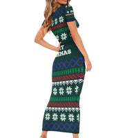 Merry Sharkmas Christmas Short Sleeve Bodycon Dress Xmas Holiday Patterns - Wonder Print Shop